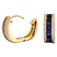Blair  Créoles à charnières en or jaune 14 carats avec diamants ronds naturels