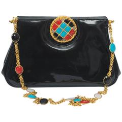 Black Patent Bag with Enamel, France 1