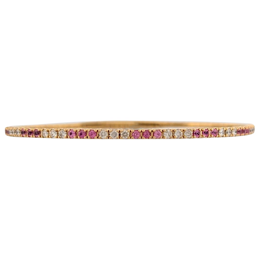 Emberly  14k Yellow Gold Flex Bracelet with .55 ctw Round Pink Sapphires For Sale