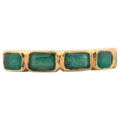 Dahlia  14K Yellow Gold Emerald Band  1.60 CT Natural Emerald Cut Emeralds