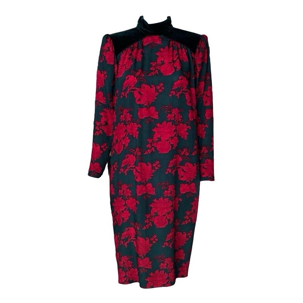 1990s Yves Saint Laurent Holiday Shift Dress For Sale