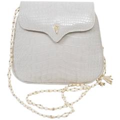 Vintage Lana White Alligator Clutch with Two Shoulder Straps