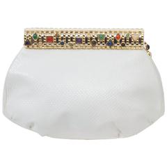 Judith Leiber White Karung Clutch 7