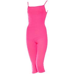 Retro 1990s Hot Pink Chanel Logo Bodysuit