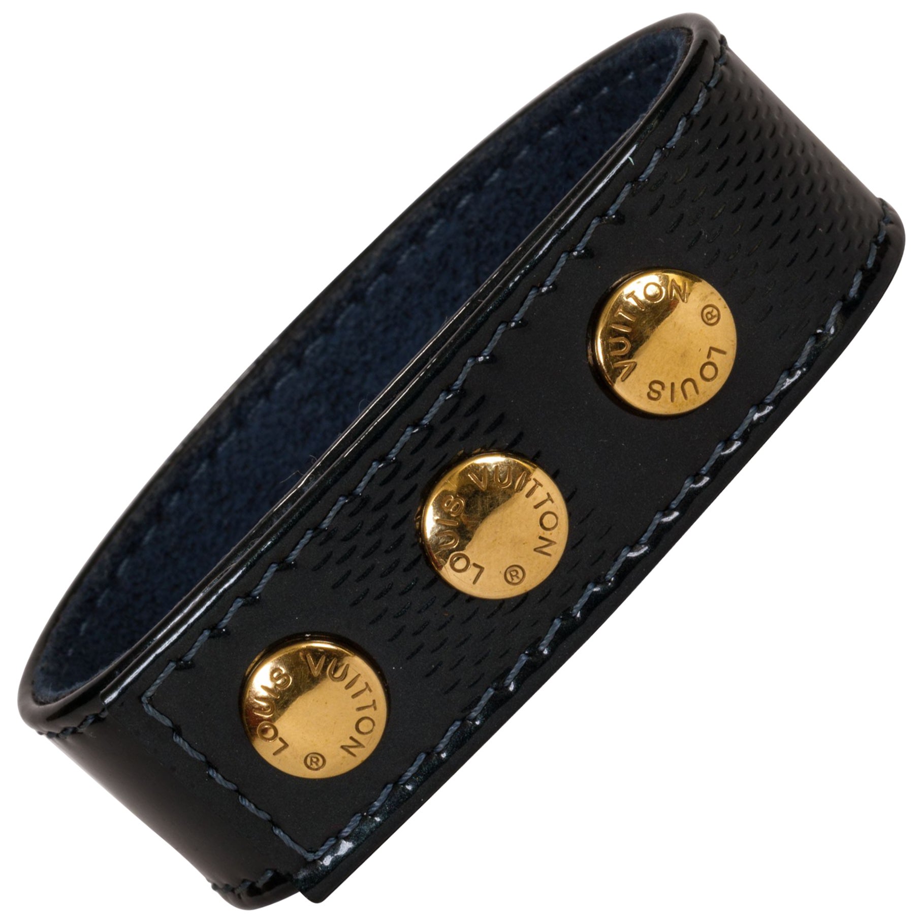Louis Vuitton Leather and Gold Plated Brass Hardware Cuff Bracelet at  1stDibs