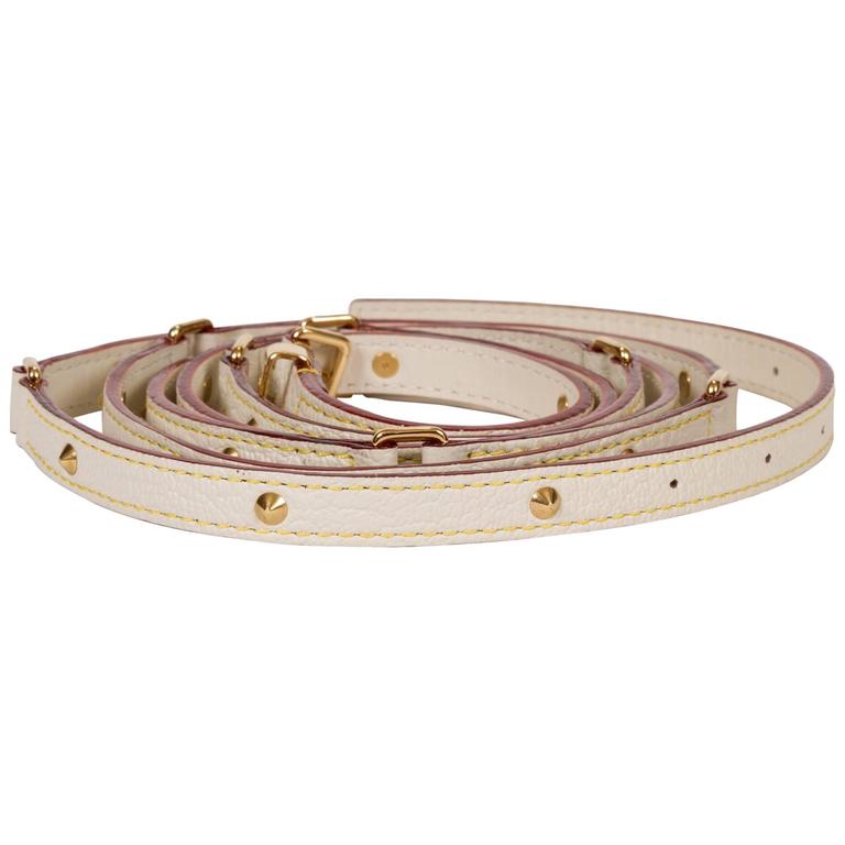 Louis Vuitton Suhali Cream Leather Studded Belt For Sale at 1stdibs