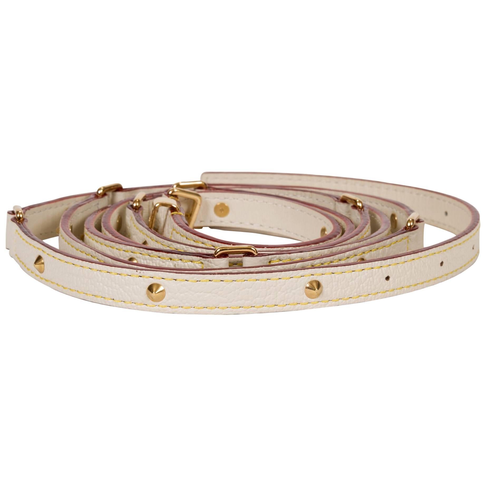 Louis Vuitton Suhali Cream Leather Studded Belt For Sale
