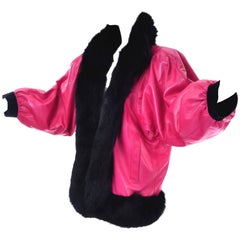 Documented YSL HC 1987/88 Yves Saint Laurent Pink Leather Coat Fur Jacket