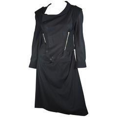 Hussein Chalayan Black Dress with Zippered Vest
