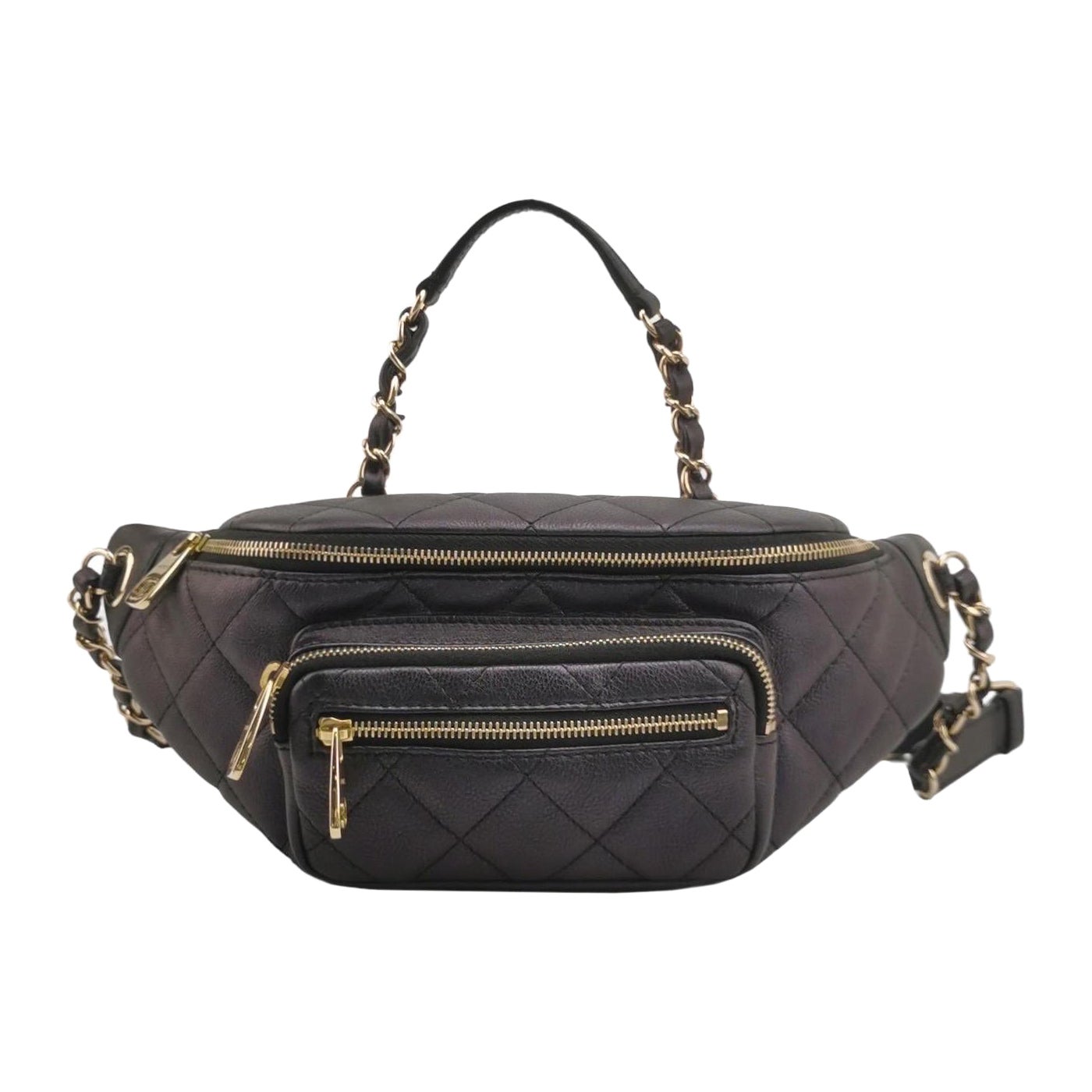 Chanel Belt Bag Navy Shiny Calfskin Skin Leather Gold-tone Hardware