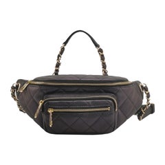 Chanel Belt Bag Navy Shiny Calfskin Skin Leather Gold-tone Hardware