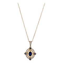 Anwen  10k Yellow Gold Sapphire and Diamond Pendant Necklace