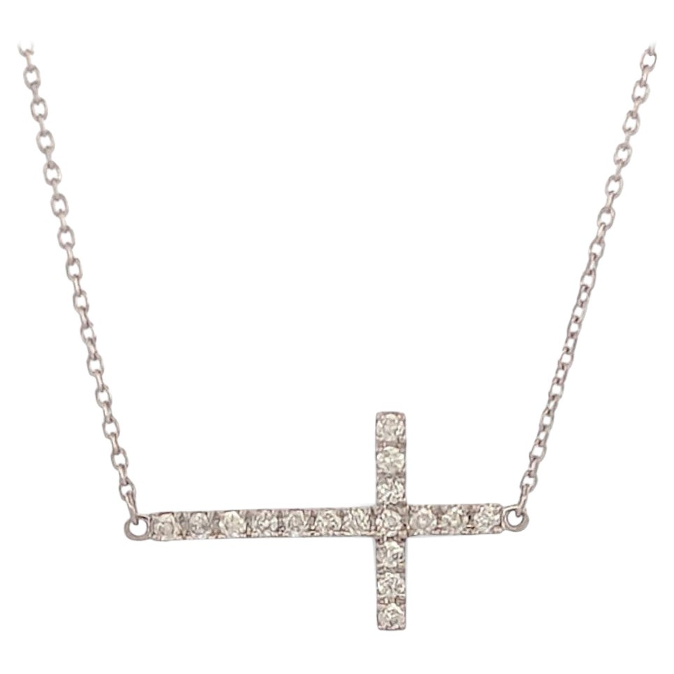 Faeryn  10k White Gold Diamond Cross Necklace with .25 CTW Natural Diamonds