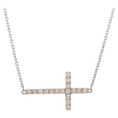 Faeryn  10k White Gold Diamond Cross Necklace with .25 CTW Natural Diamonds