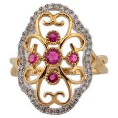 Sylvie  10k Yellow Gold Ruby and Diamond Ring with .40 CT Natural Rubies