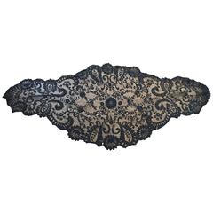 Antique Spanish Chantilly Lace Silk Black Mantilla Veil