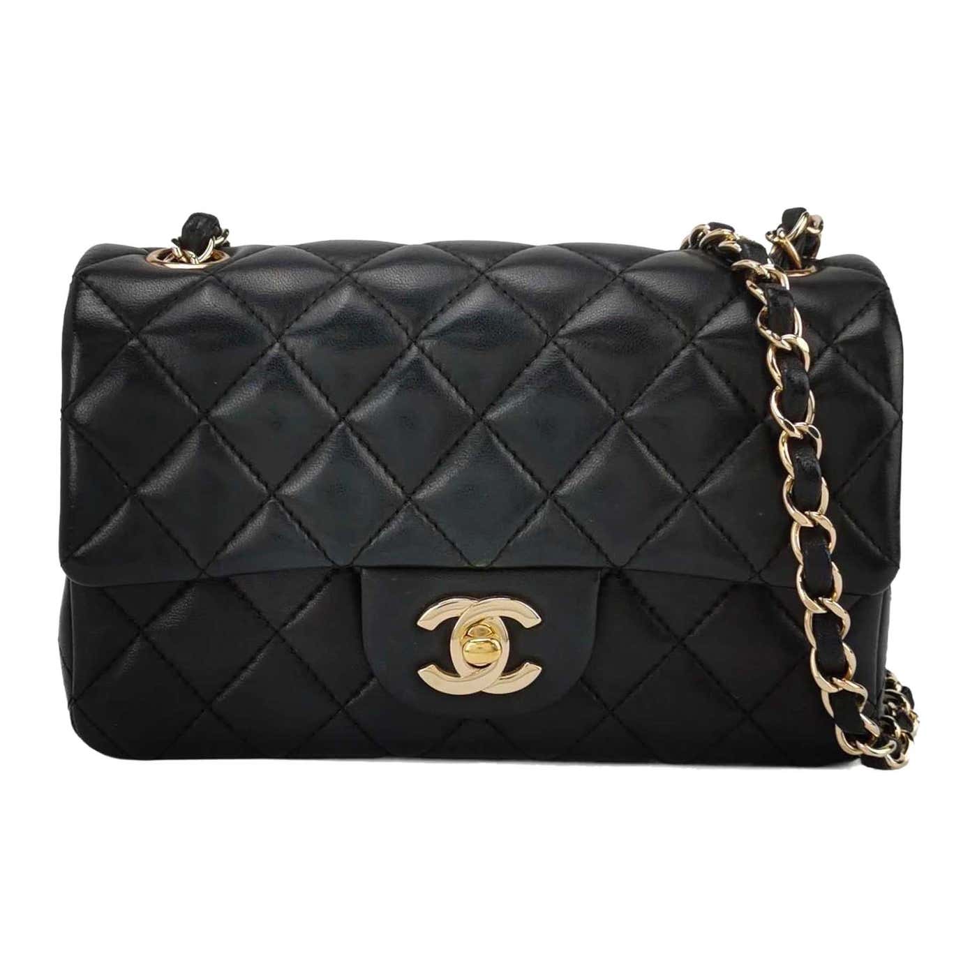 Chanel Classic Flap Rectangular Mini Black Lambskin Leather Gold HW ...