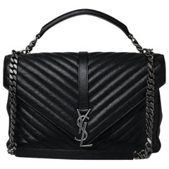 Saint Laurent Collage Borsa a tracolla Große Pelle Trapuntata Nera