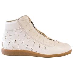 MAISON MARTIN MARGIELA Men's Replica Leather High Top Sneaker in Bone 44 / 11 9