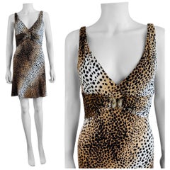 Roberto Cavalli Vintage 2000er Jahre Cheetah Tierdruck Mini-Minikleid aus Gold mit Schlangenmuster