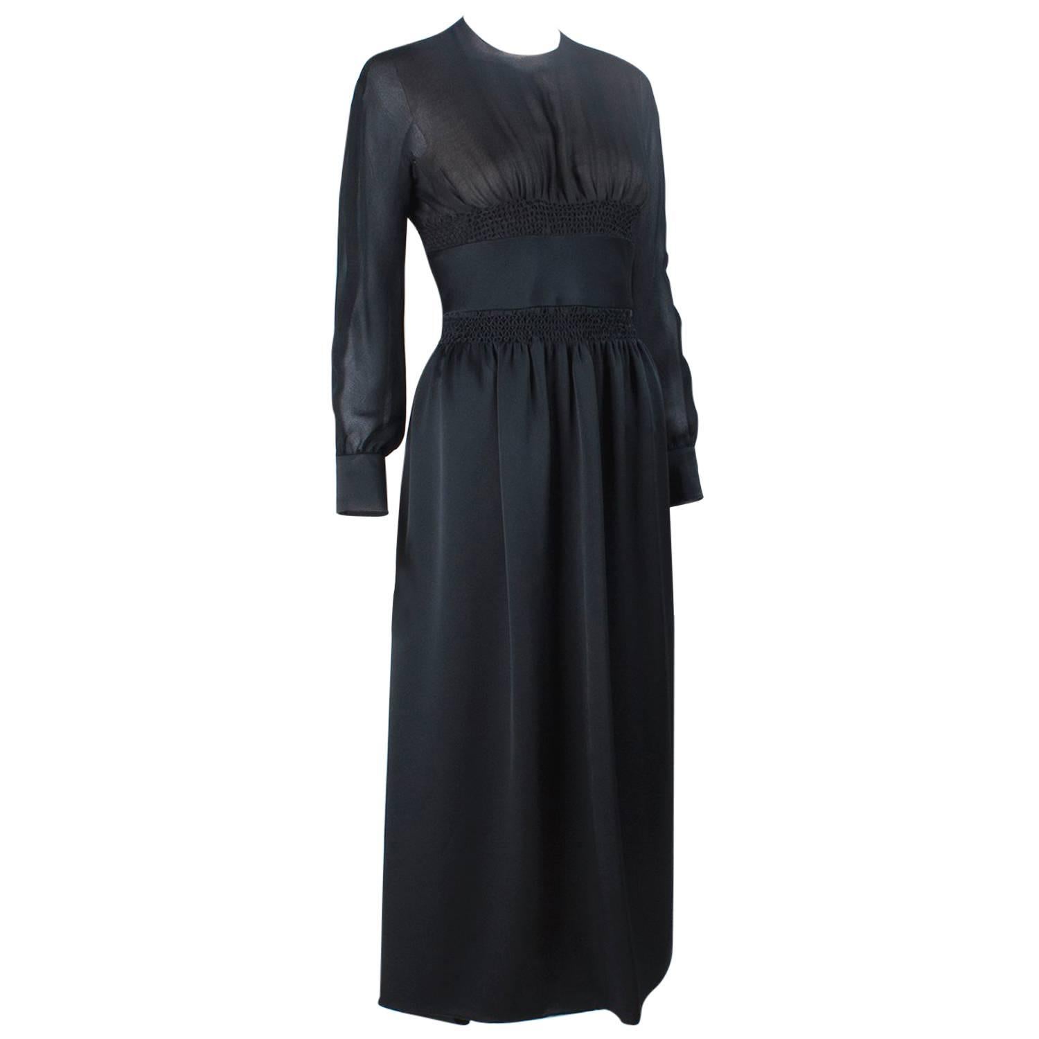 1970s Valentino Haute Couture vintage silk black dress For Sale