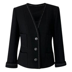 Chanel Nuevo Chaqueta Coco Chanel Brasserie Tweed Negro 38 FR