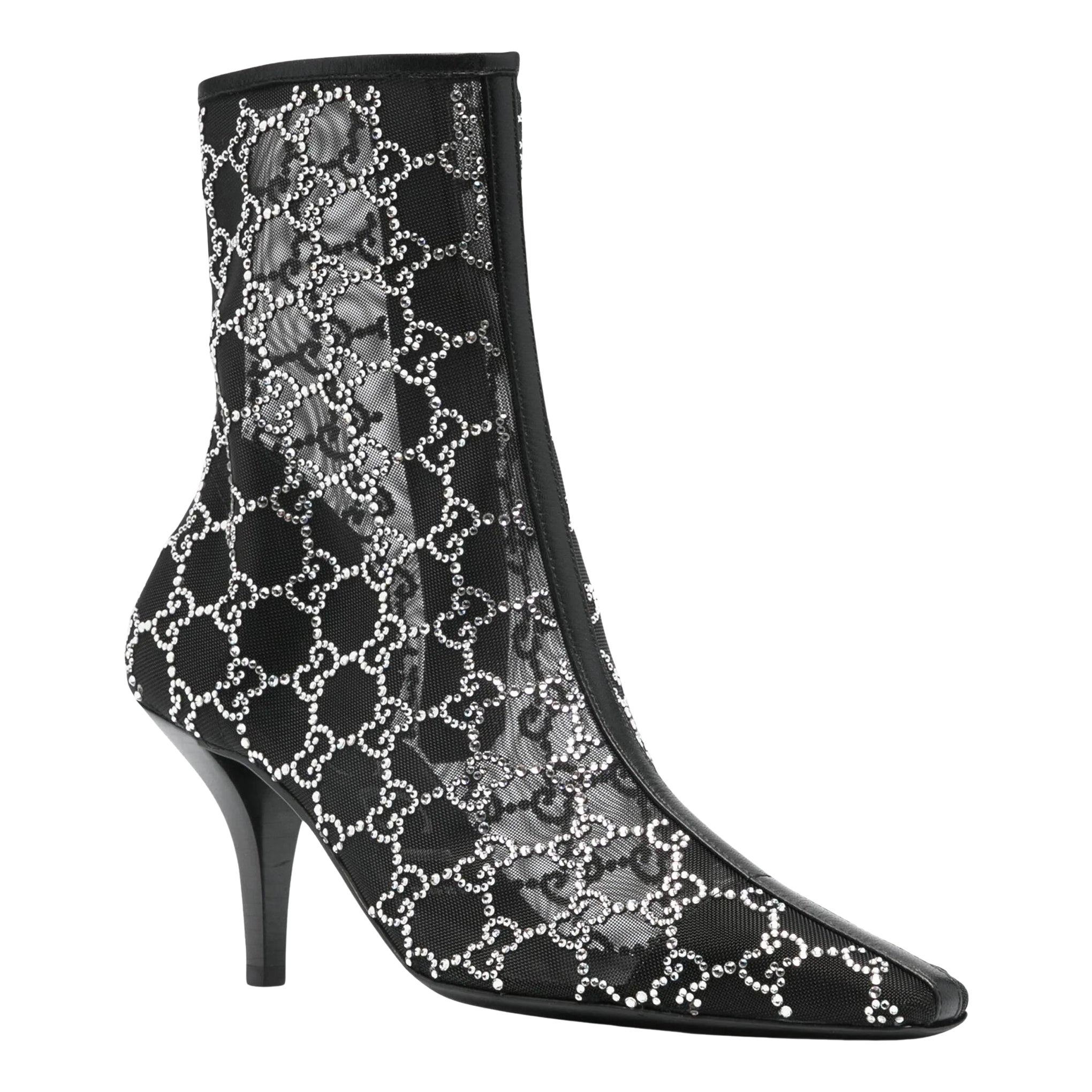 $2950 New Gucci 2021 Crystal GG Booties Boots Size 37 A Homage to Tom Ford For Sale 3