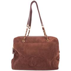 Retro Chanel Shopping Tote Bag - brown suède 1997