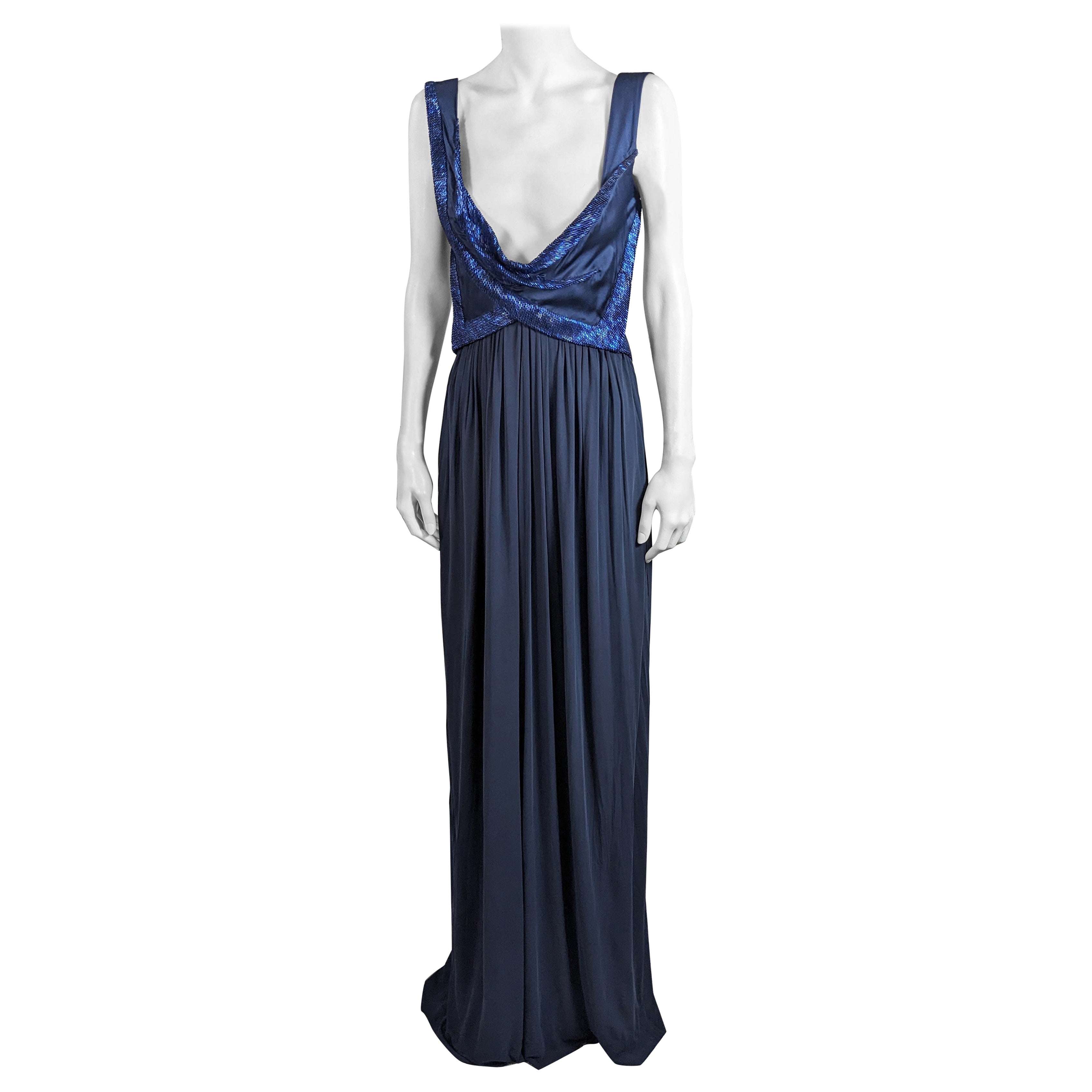 Robe drapée et perlée de Donna Karan en vente