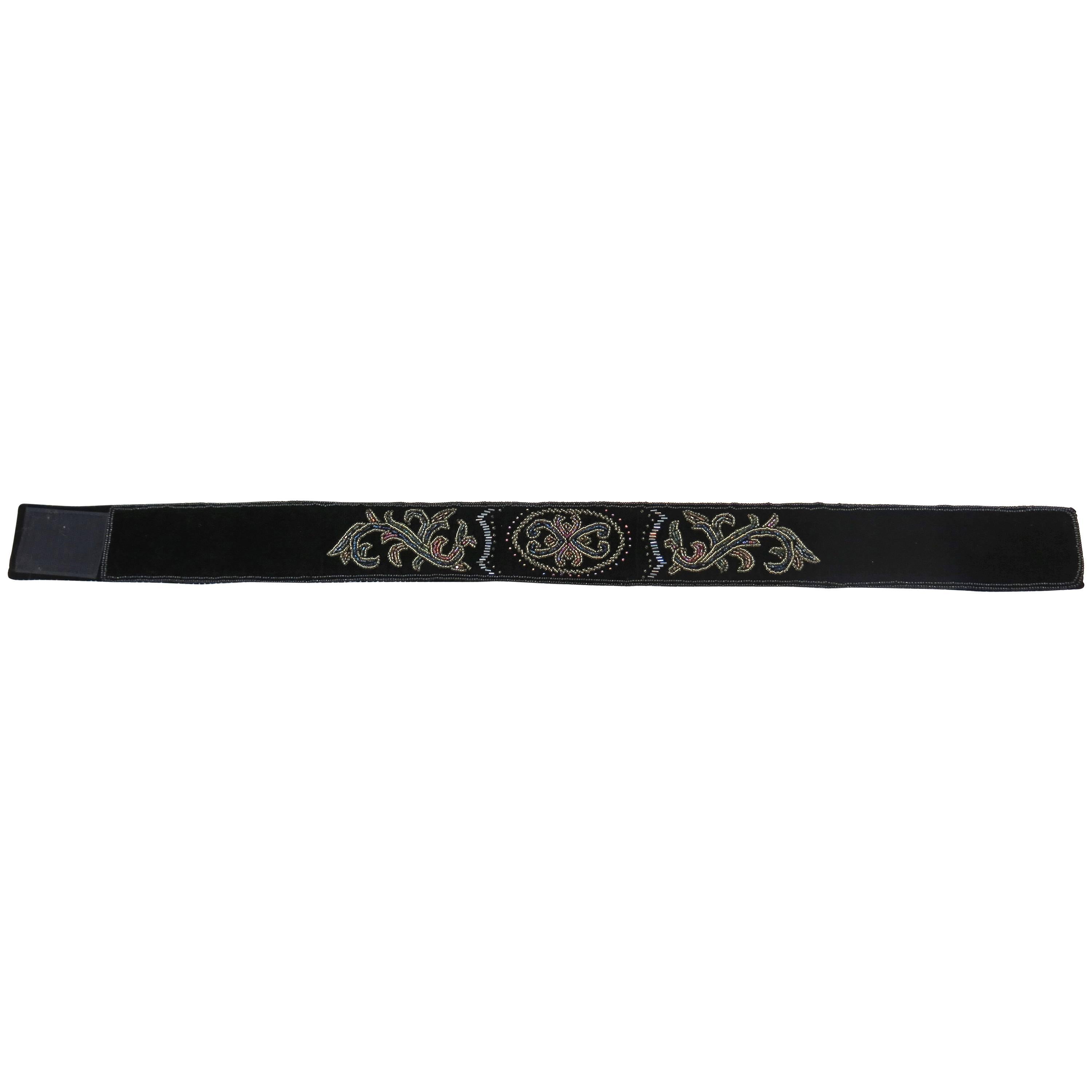 1980s La Regale Velour Sequin Embellished Belt For Sale
