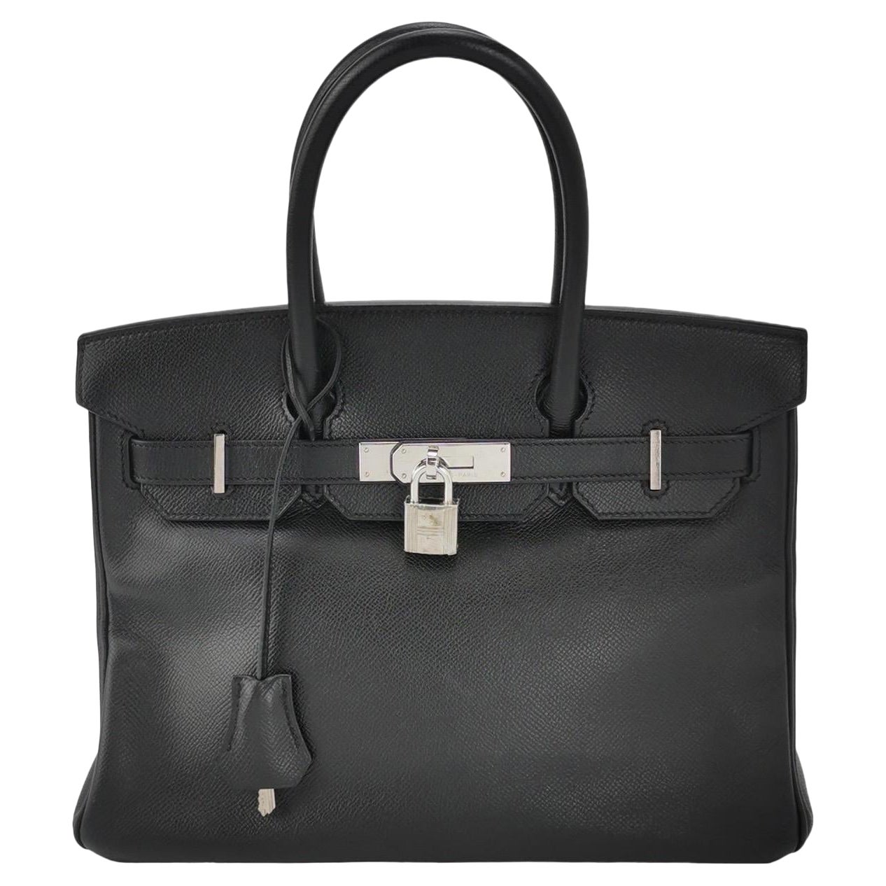 Hermes Birkin 30 Black Epsom Leather Palladium Hardware 2012 For Sale
