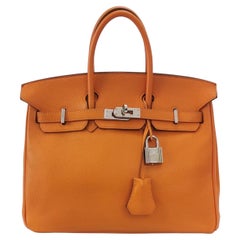 Hermes Birkin 25 Orange H 93 Epsom Leather Palladium Hardware