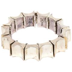 Hallmarked Sterling Silver Reticulated Link Sculptural Cuff Bracelet 11