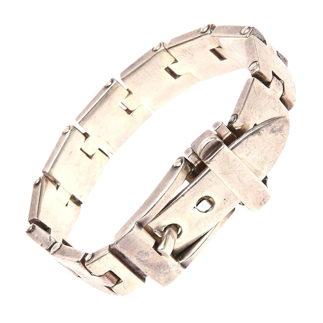 Vintage Sterling Silver Buckle Bracelet For Sale