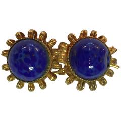 William deLillo 1970s Faux Lapis Barette Hair Ornament