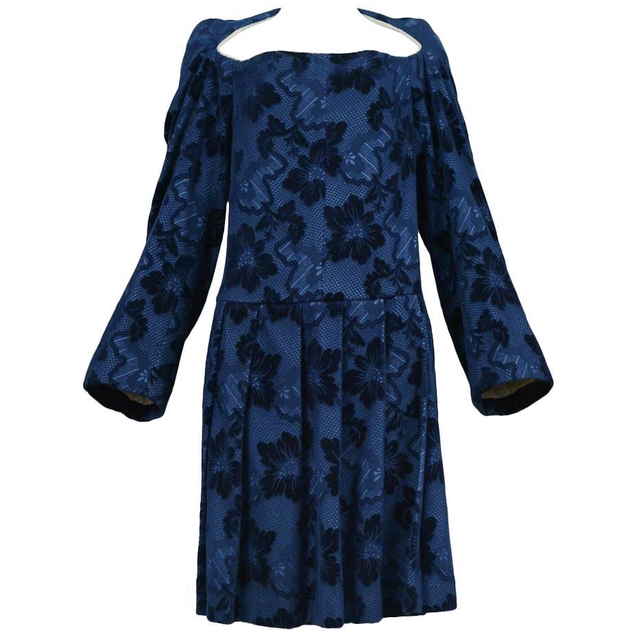 Comme des Garcons Blue Devore Dress AW 1996 For Sale
