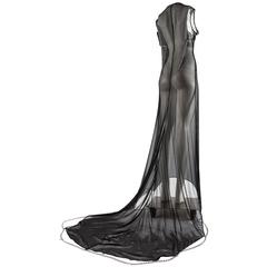 Maison Martin Margiela Spring-Summer 2010 black chiffon evening gown with chains 11