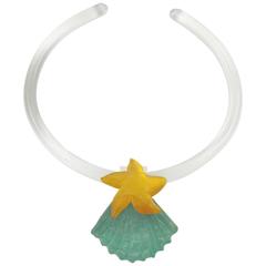 Rare Lucite Choker Necklace Shell & Starfish by Harriet Bauknight for Kaso 3