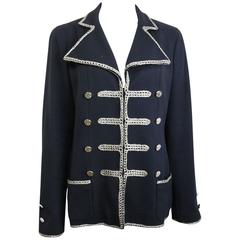 Chanel Black Military with Silver Metallic Thread Embroidered Blazer