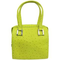 Charles Jourdan Green Ostrich Leather Handbag 4