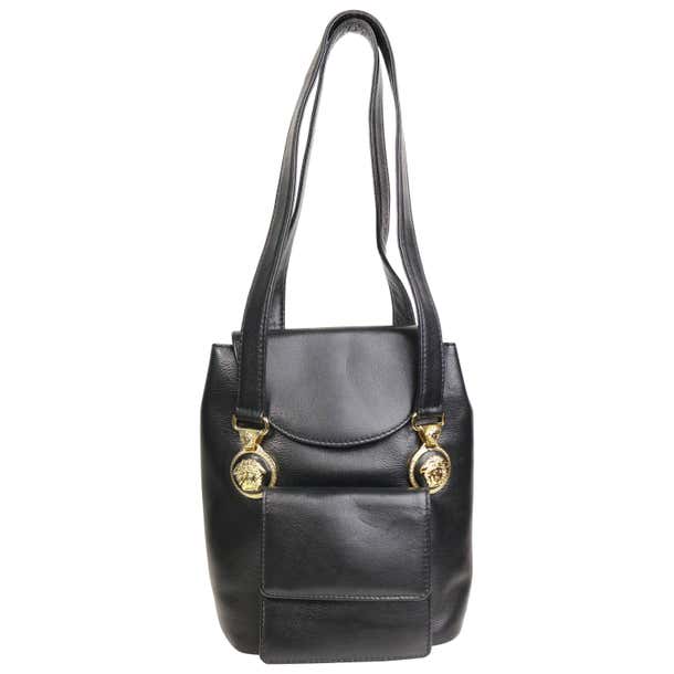 90s Gianni Versace Black Leather Medusa Mini Handbag For Sale at ...