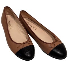 Chanel Cambon Leather Ballet Flats  Brown and Black Size EU 41