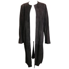 Gucci by Tom Ford Brown Suede Leather Long Coat 