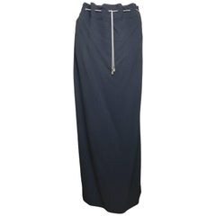 Chanel Black Long Skirt with Silver Chain Waist