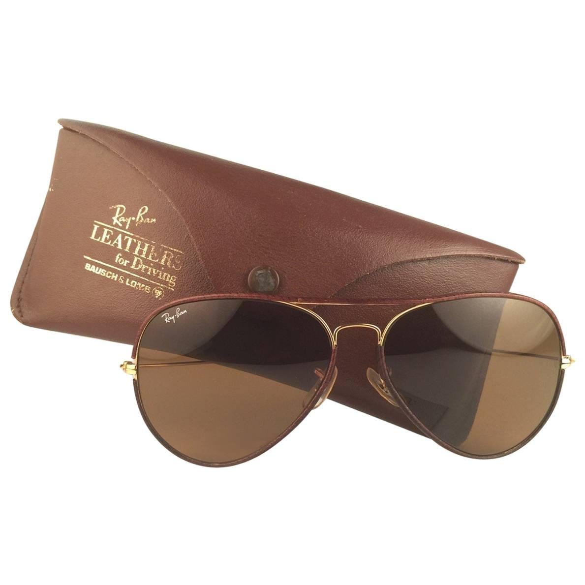 New Vintage Ray Ban Leathers Aviator Tobacco Brown 62Mm B&L Sunglasses at  1stDibs | ray ban leathers vintage sunglasses, vintage ray ban leather  aviator sunglasses, ray ban leathers vintage