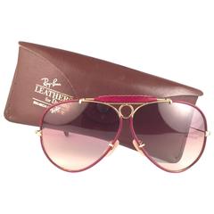 New Vintage Ray Ban Leathers Shooter Burgundy 62Mm B&L Sunglasses 5