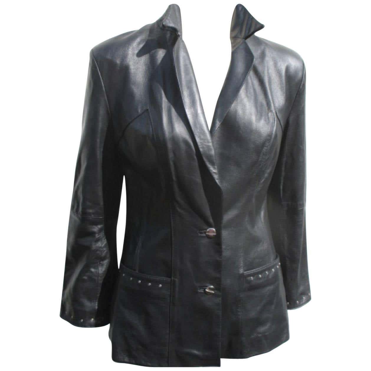 Pierre Cardin Black Leather Jacket For Sale at 1stDibs | pierre cardin ...