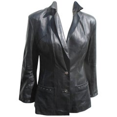 Giacca in pelle nera Pierre Cardin