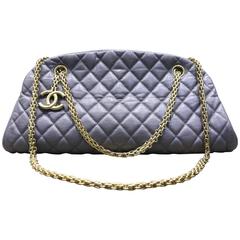 Chanel Grey Quilted Lambskin Leather Bowling Bag