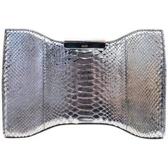 Alexander McQueen Silver Python Squeeze Clutch 2